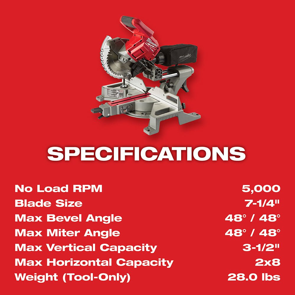 Milwaukee 2733-20 M18 FUEL 18V 7-1/4" Dual Bevel Sliding Miter Saw - Bare Tool - Image 7