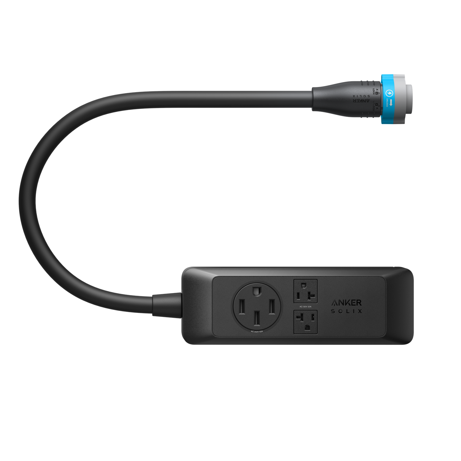 Anker SOLIX A17E1141-83 E10 120V/240V Power Strip, Daily Power Output for E10, 1X NEMA4-50 (9,600W) + 2x NEMA 5-20 (2,400W Each), No Transfer Switch Needed