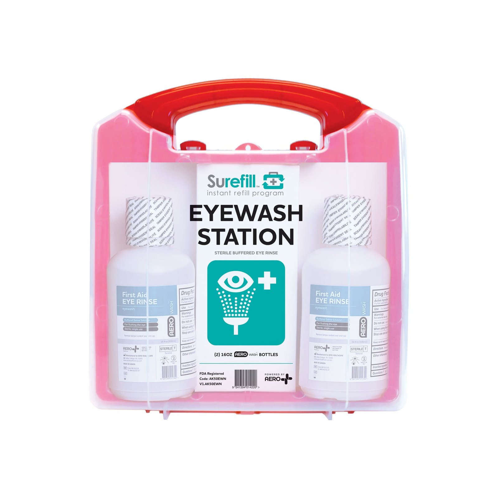 Portable Emergency Eyewash Station – Wall Mount Case – 2 Bottles