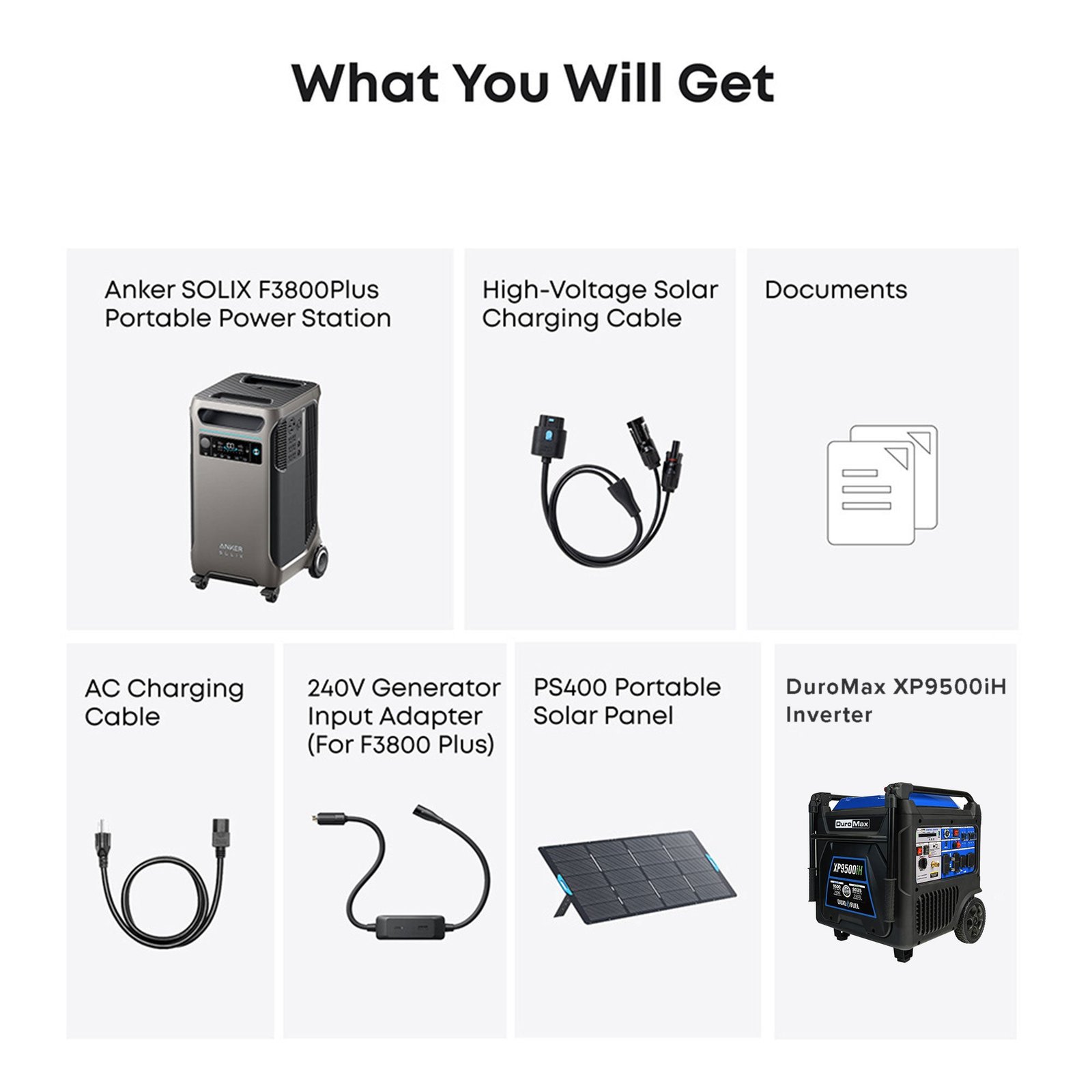 Duromax XP9500iH and Anker SOLIX F3800Plus+PS400+240V Generator Adapter with Transfer Swtich Bundle - Image 2
