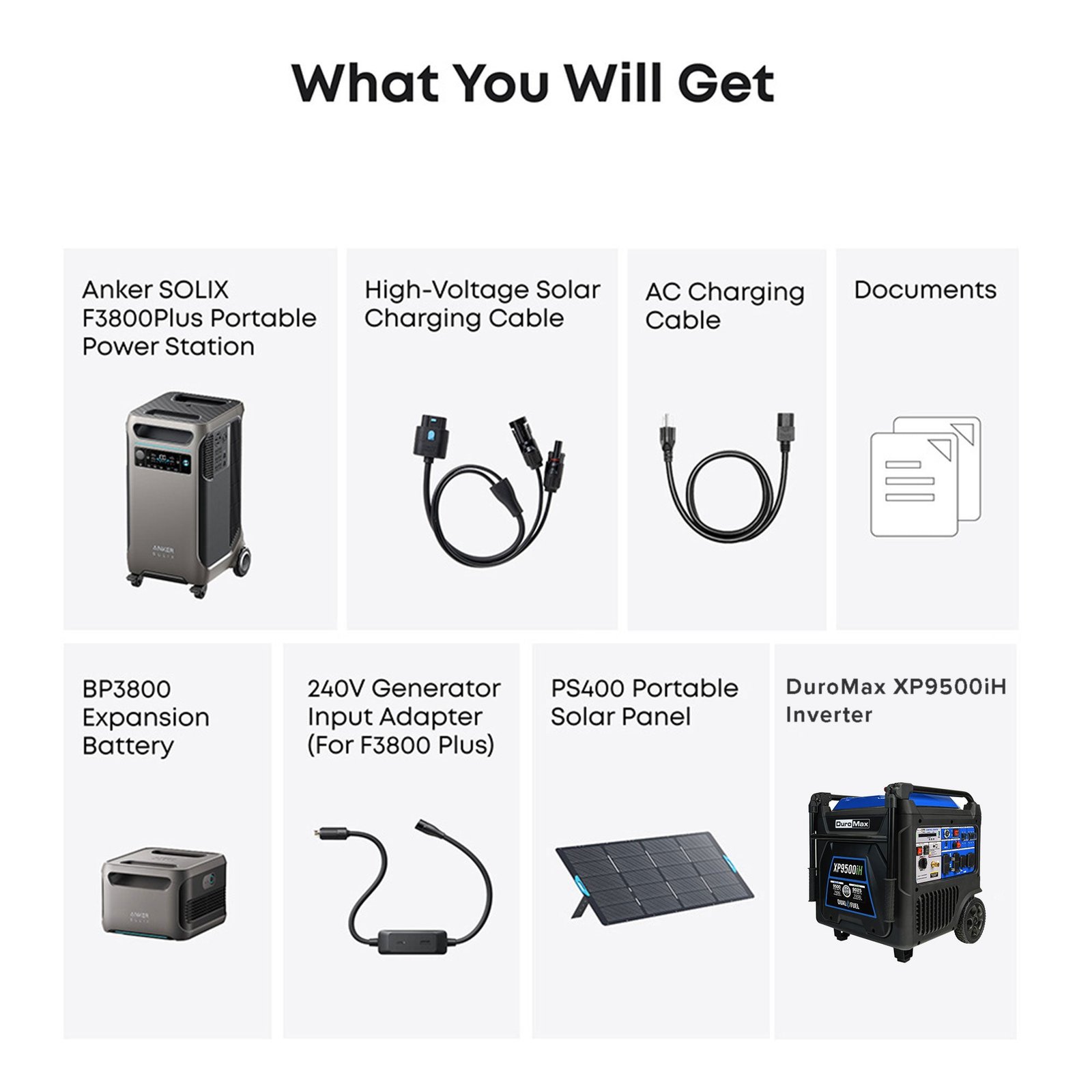 Duromax XP9500iH and Anker SOLIX F3800Plus+PS400+EB3800+240V Generator Adapter with Tansfer Switch Bundle - Image 2