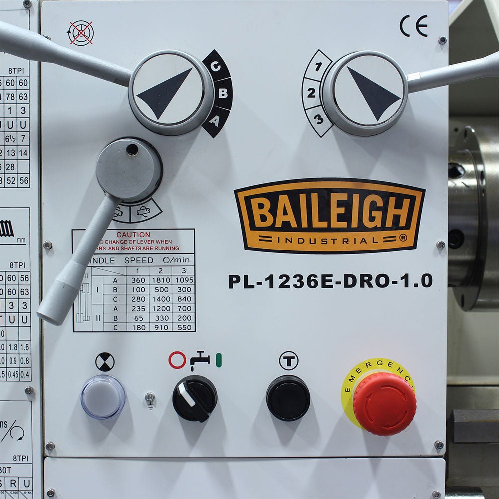 Baileigh 1016617 PL-1236E-DRO-1.0 220V 1PH Variable Speed Metal Lathe - Image 9