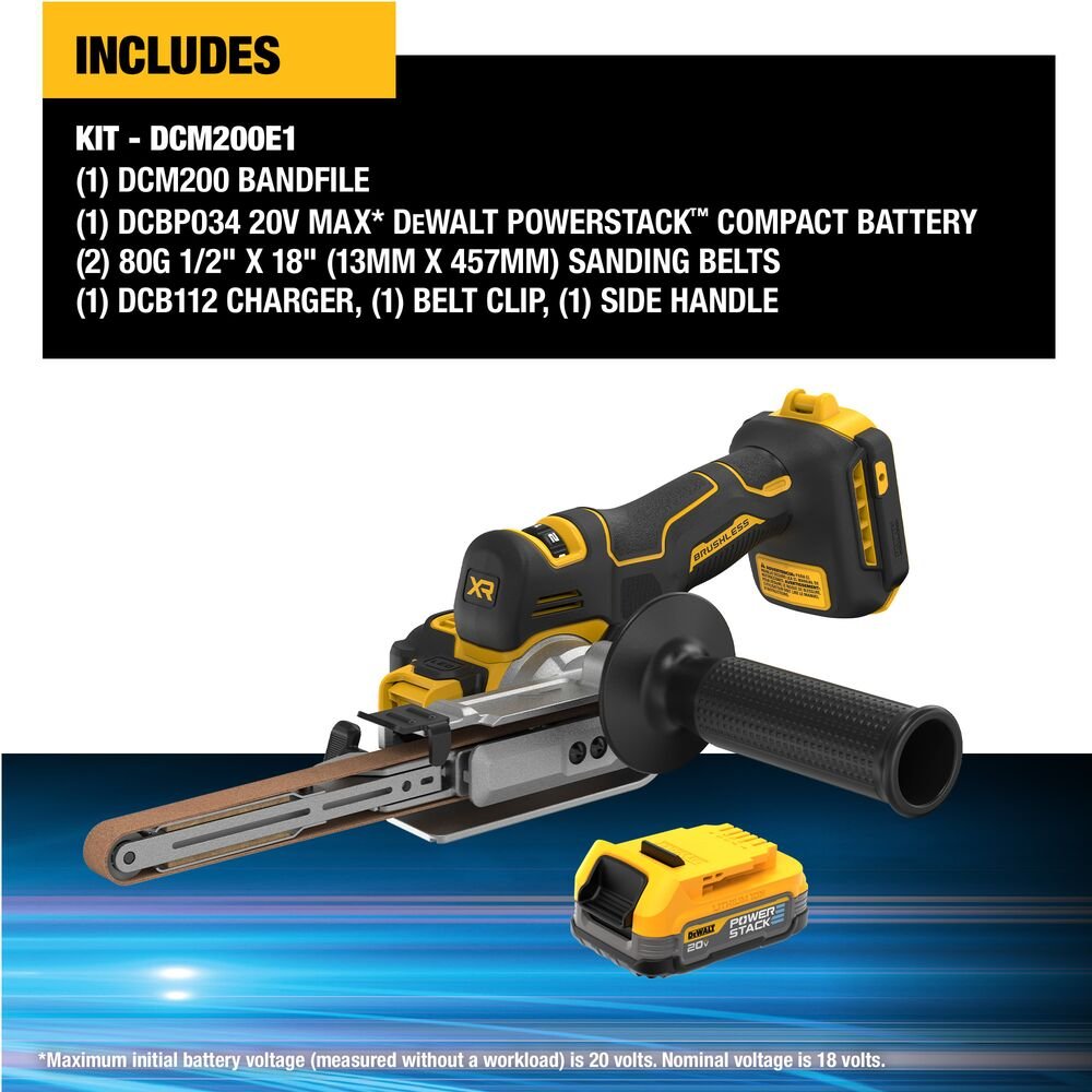 DeWALT DCM200E1 20V XR 18" Brushless Cordless Li-Ion Bandfile Kit - Image 2