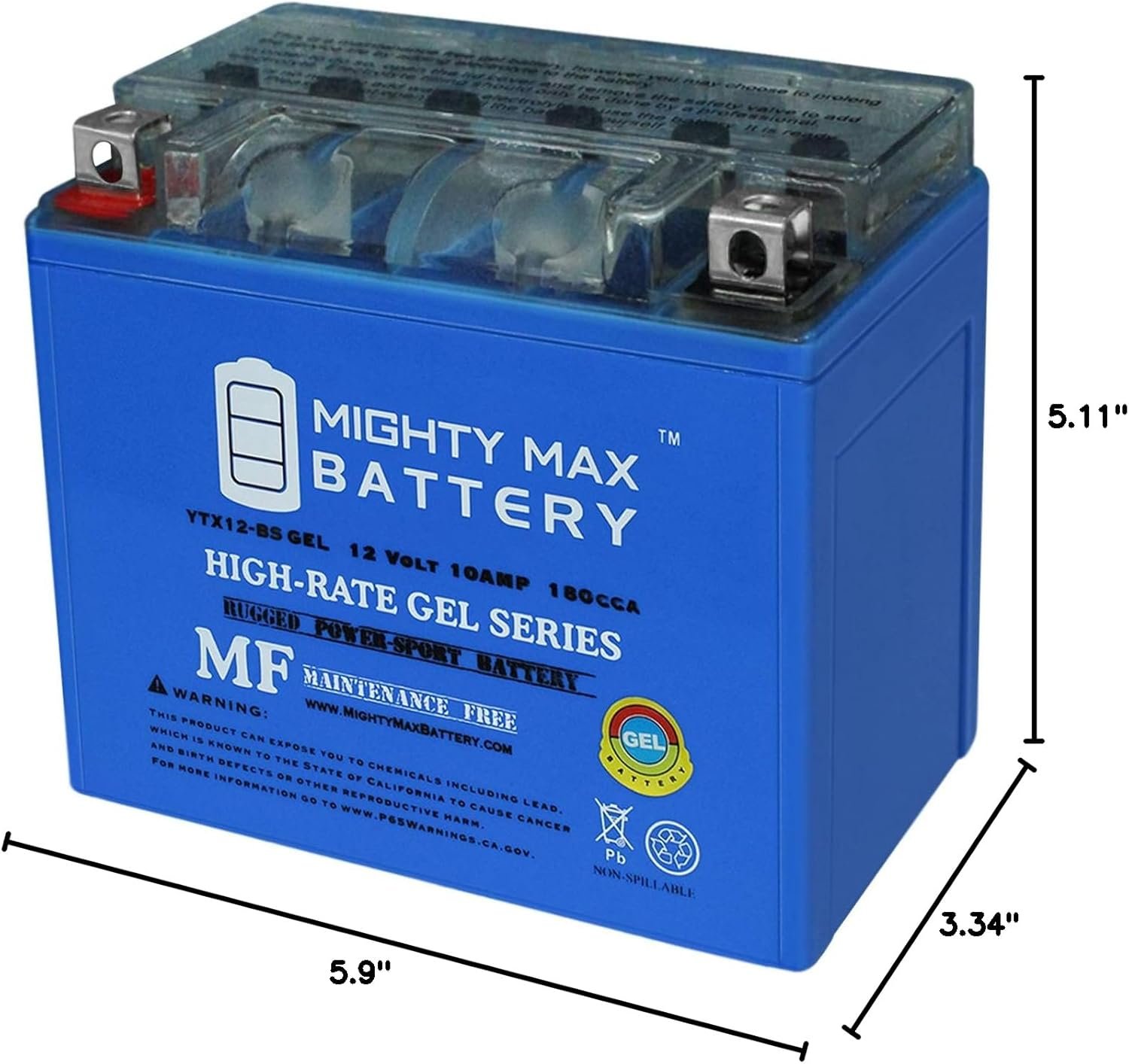 Mighty Max YTX12-BSGEL 12V 10 AH GEL 180 CCA Rechargeable Maintenance Free SLA AGM Battery - Image 8