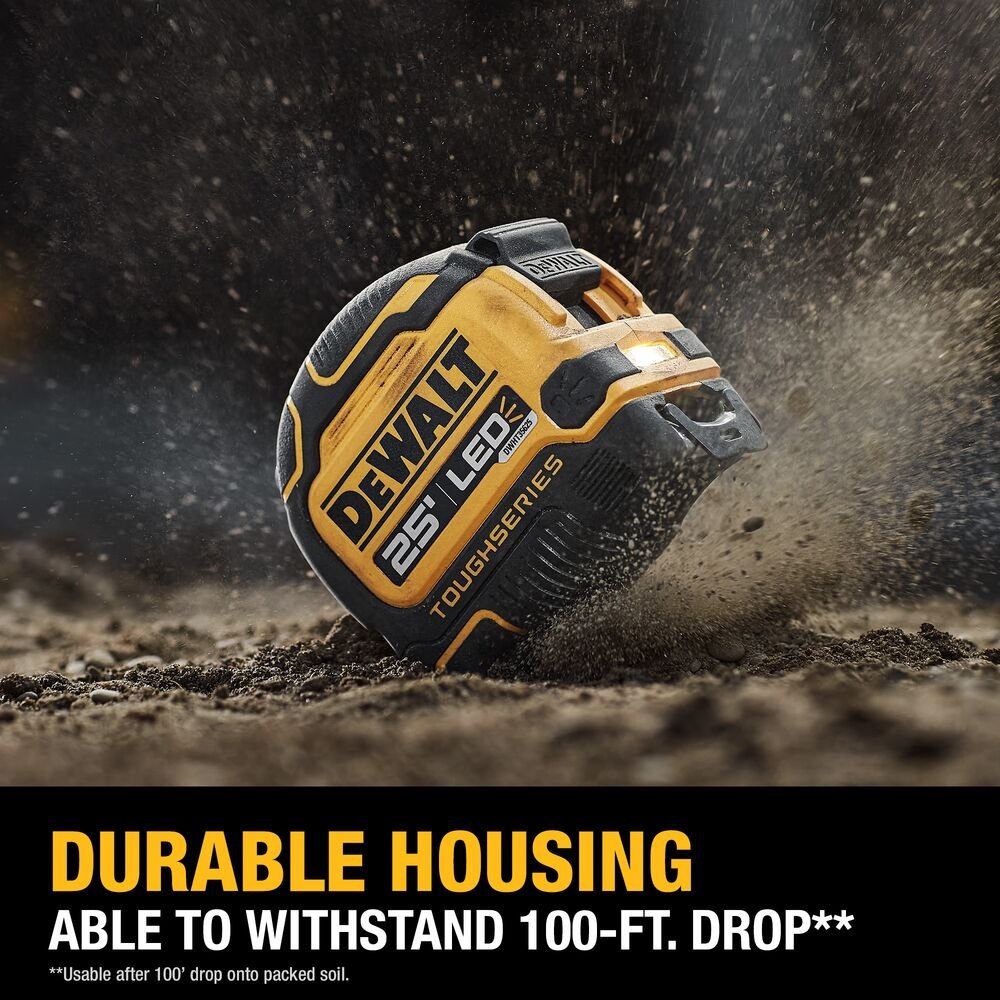 DeWALT DWHT35625S TOUGHSERIES 25' Lighted Tape Measure w/ USB Charging Cable - Image 6
