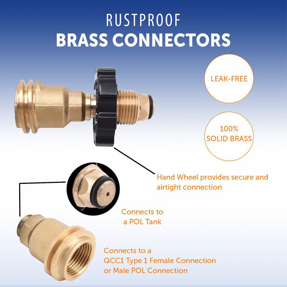 Flame King POL01JT002 Brass POL to QCC1 Type 1 Female Connection Adapter - Image 5