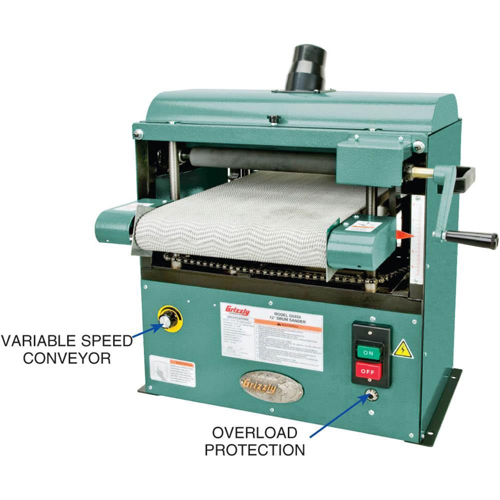 Grizzly G0459 115V 12 Inch 1-1/2 HP Baby Drum Sander - Image 3