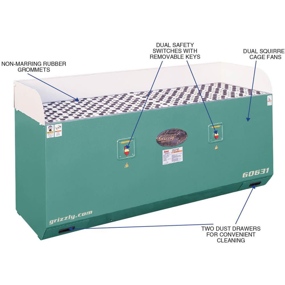 Grizzly G0631 110V 28 Inch x 79 Inch Extra Long Downdraft Table - Image 3