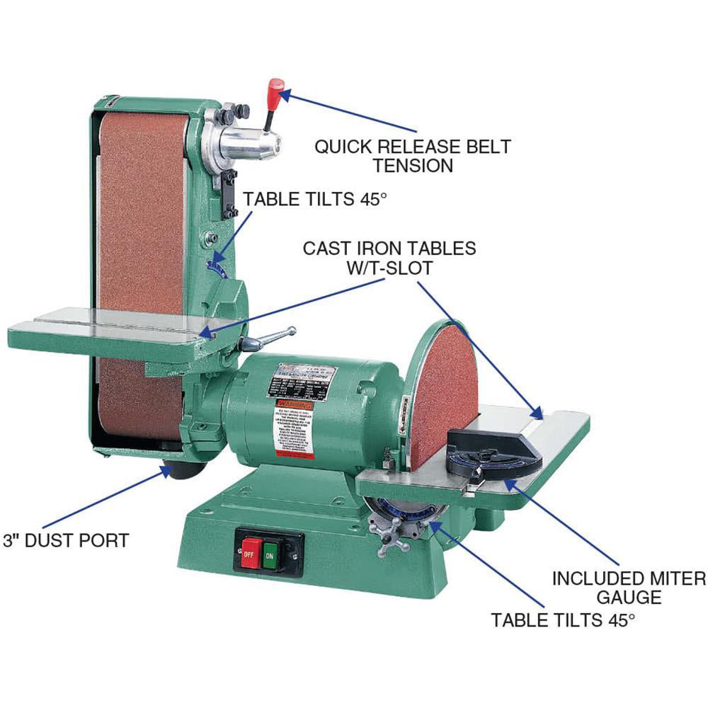 Grizzly G1276 110V/220V 6 Inch x 48 Inch Belt/12 Inch Disc Combo Sander - Image 2