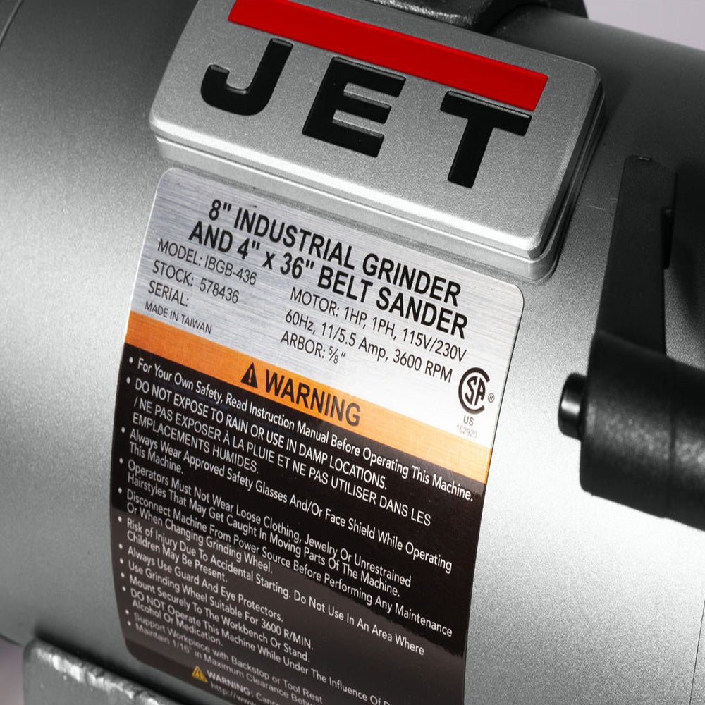 Jet 578436 IBGB-436 115/230V 8 Inch Industrial Grinder 4 x 36 Inch Belt Sander - Image 3