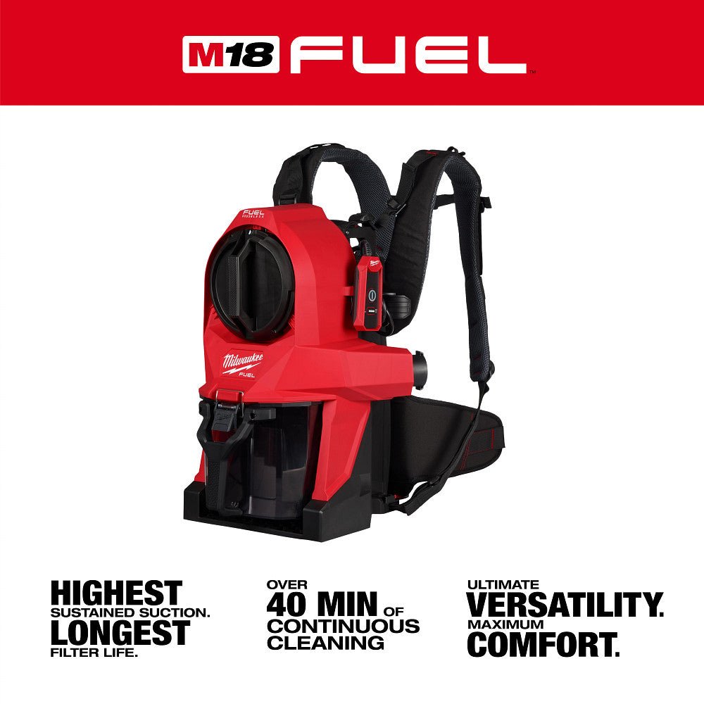 Milwaukee 0895-20 M18 FUEL 18V 3-in-1 Cordless Backpack Vacuum - Bare Tool - Image 2
