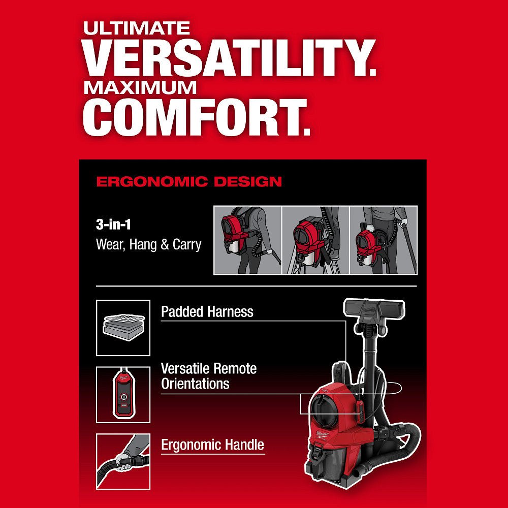 Milwaukee 0895-20 M18 FUEL 18V 3-in-1 Cordless Backpack Vacuum - Bare Tool - Image 7