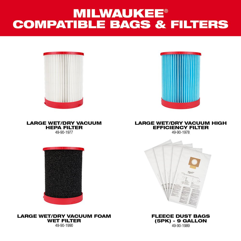 Milwaukee 0920-20 M18 FUEL 9 Gal Dual-Battery Wet/Dry Vacuum - Bare Tool - Recon - Image 10
