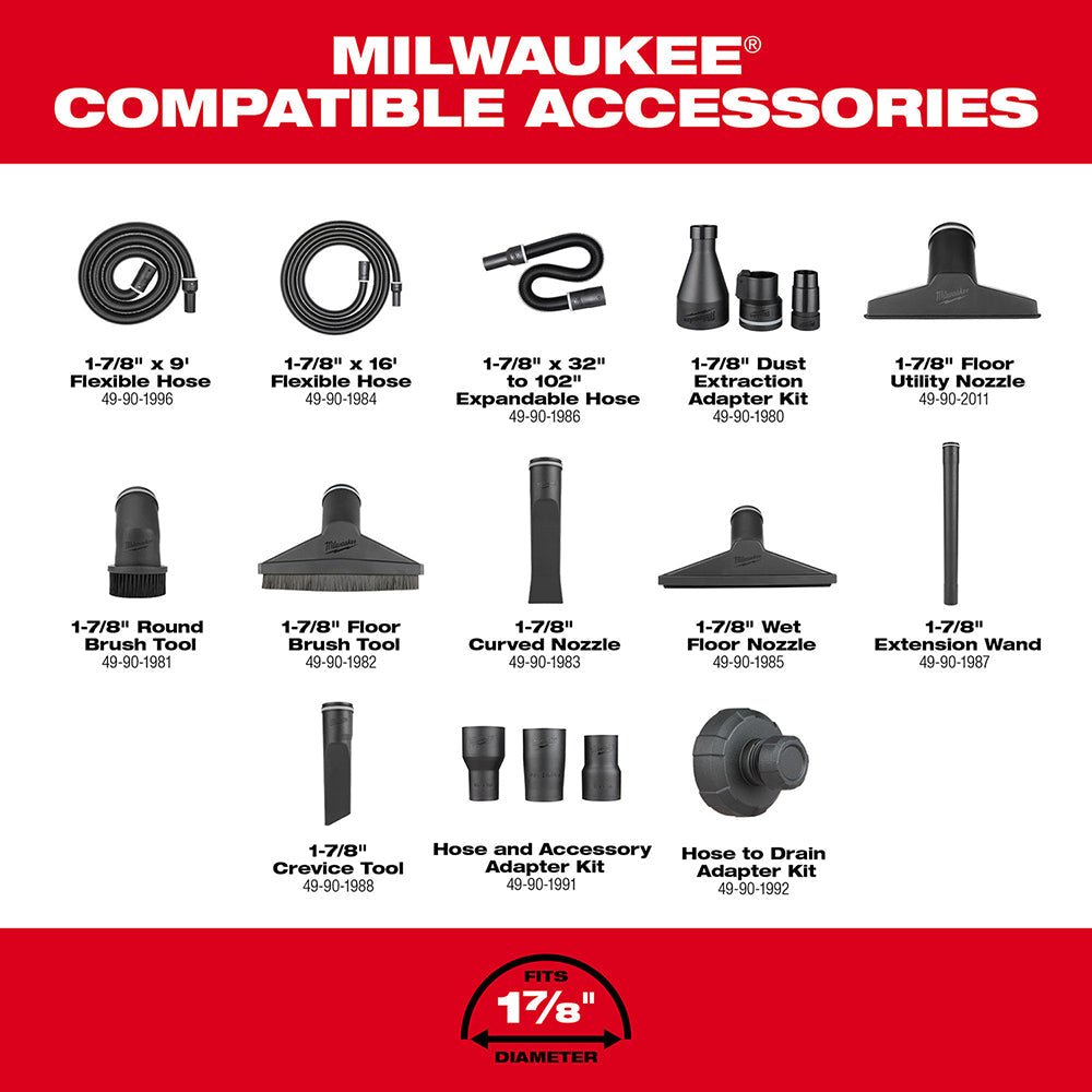 Milwaukee 0920-20 M18 FUEL 9 Gal Dual-Battery Wet/Dry Vacuum - Bare Tool - Recon - Image 8