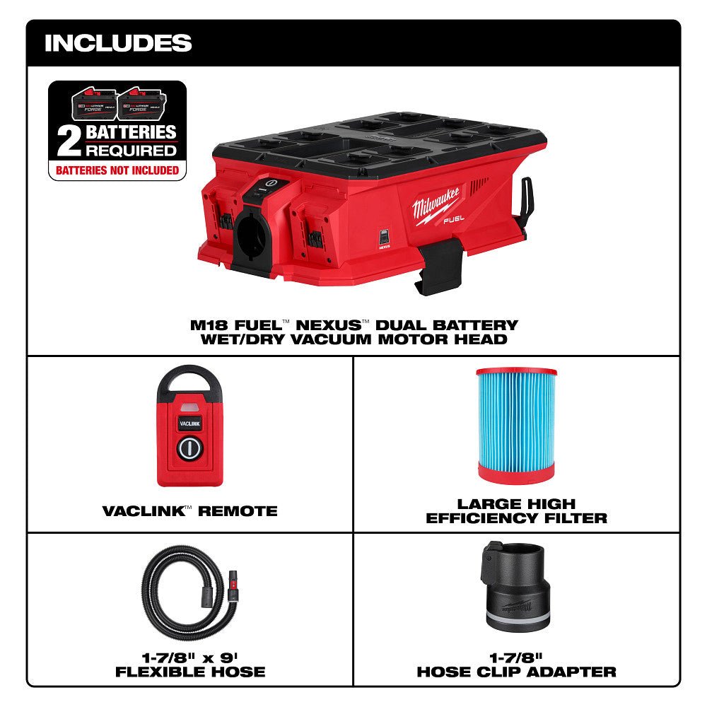 Milwaukee 0926-20 M18 FUEL 18V NEXUS Dual Battery Vacuum Motor Head - Bare Tool - Image 2