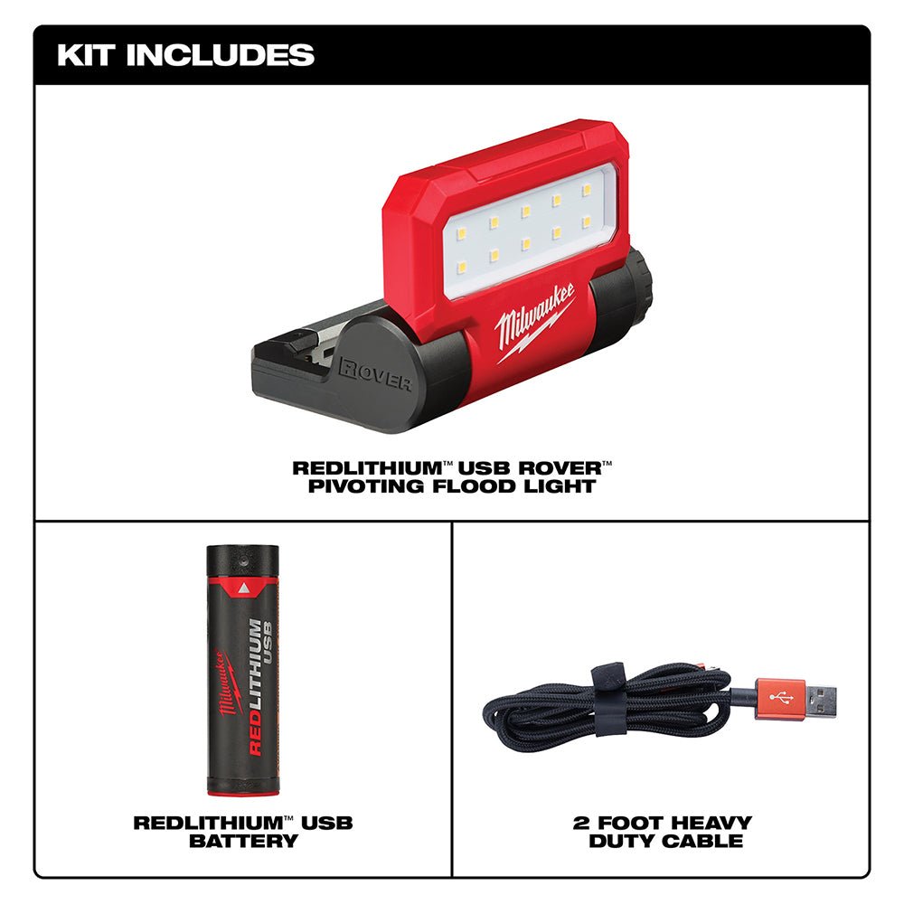 Milwaukee 2114-21 550-Lumen USB Rechargeable Rover Pivoting Flood Light - Image 2