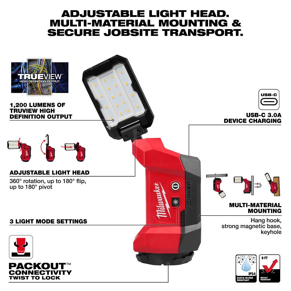 Milwaukee 2350-20 M12 12V ROVER Multi-Directional Flood Light PACKOUT -Bare Tool - Image 3