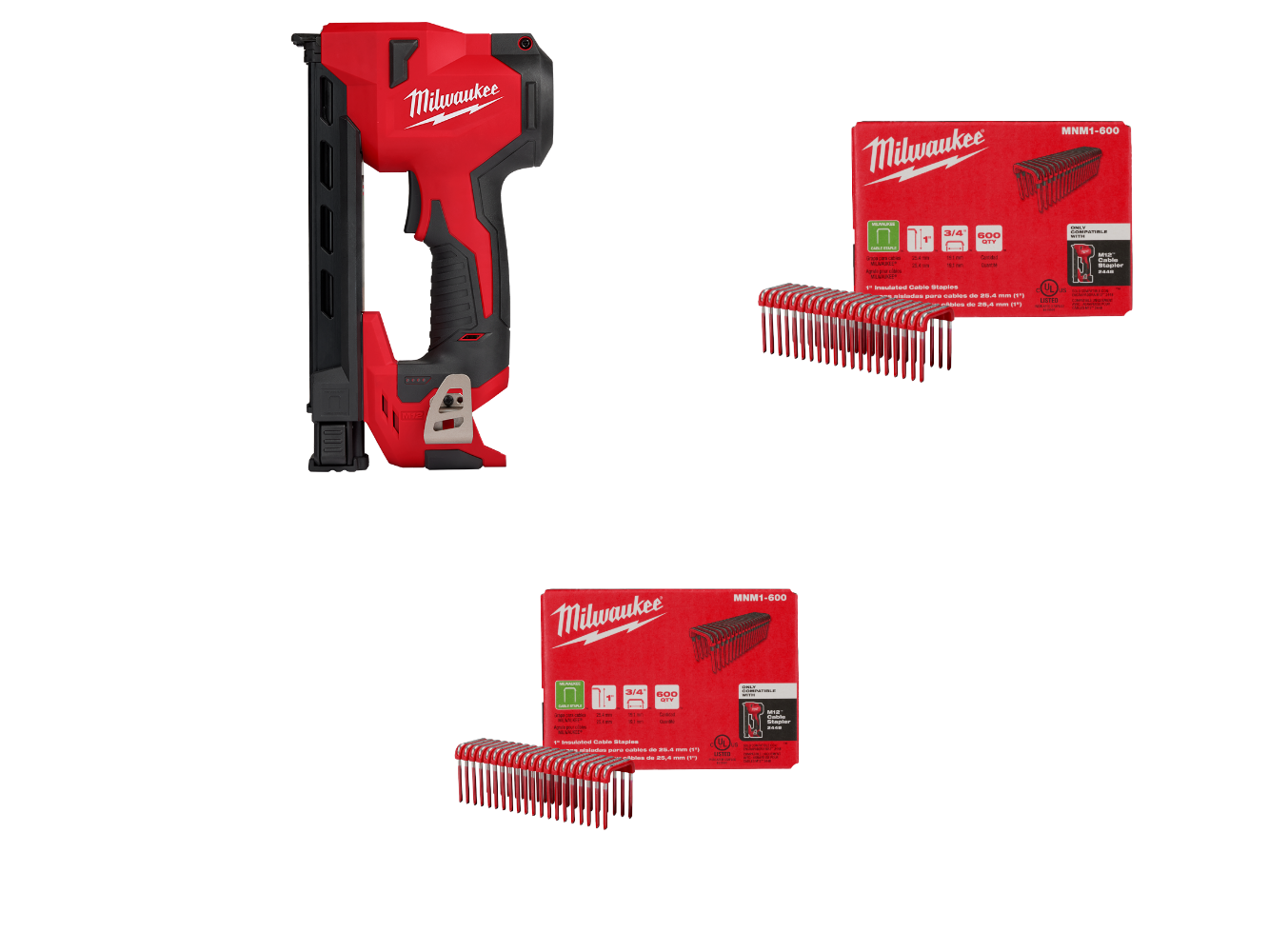 Milwaukee 2448-20x1200 M12 12V Cordless Cable Stapler w/ 1200 Staples