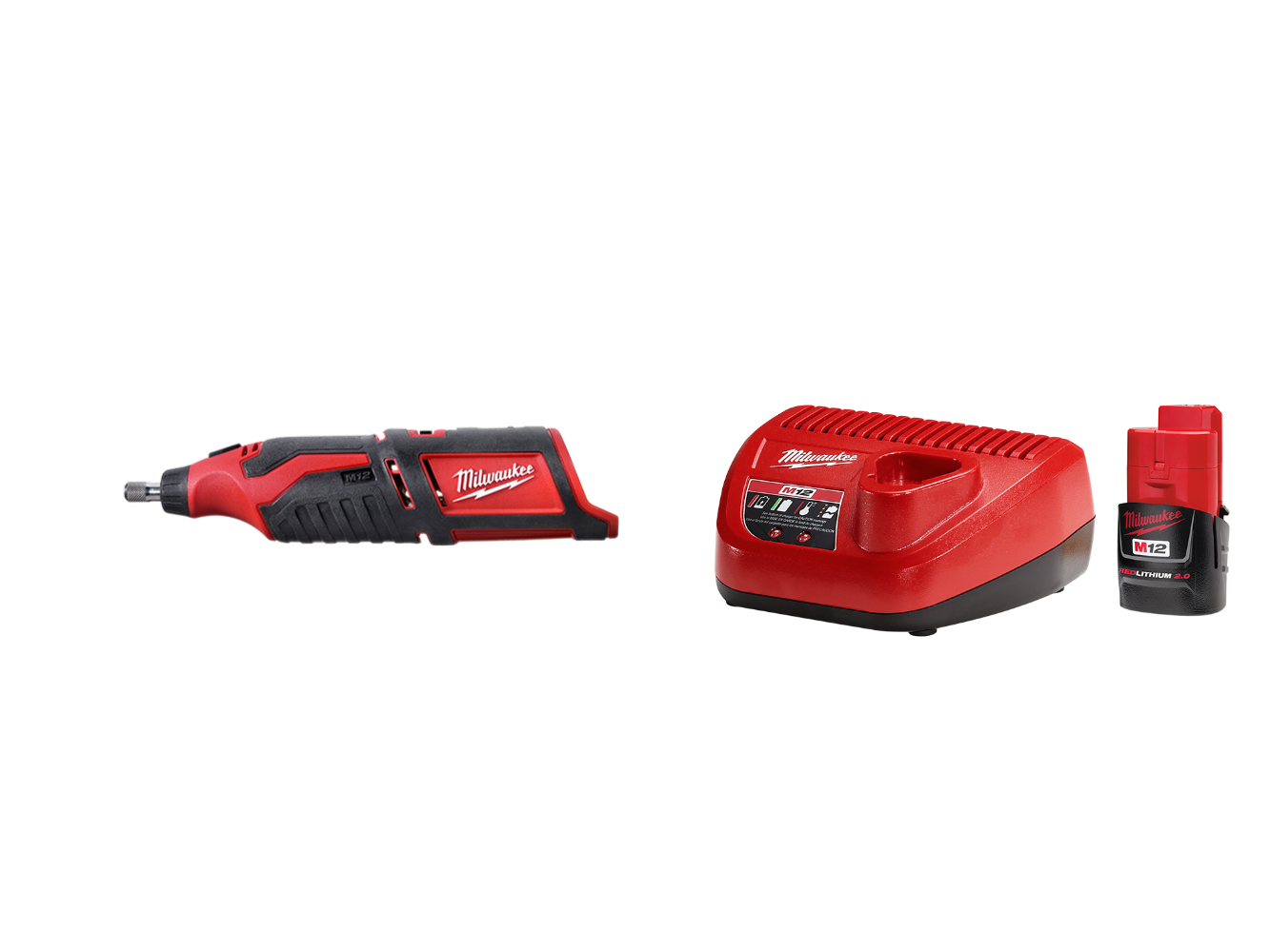 Milwaukee 2460-20B M12 12V Cordless Rotary Tool w/ 2AH Starter Kit