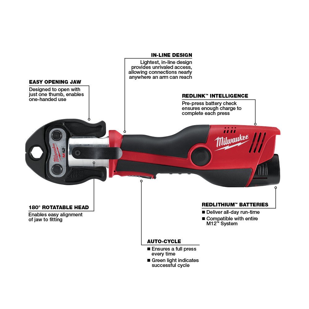 Milwaukee 2473-82 M12 12V Force Logic Press Tool Kit - Reconditioned - Image 4