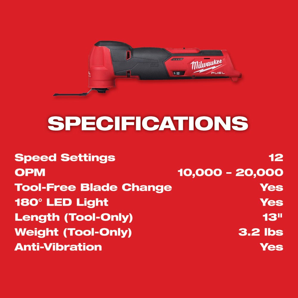 Milwaukee 2526-80 M12 FUEL 12V Oscillating Multi Tool - Bare Tool, Recon - Image 6