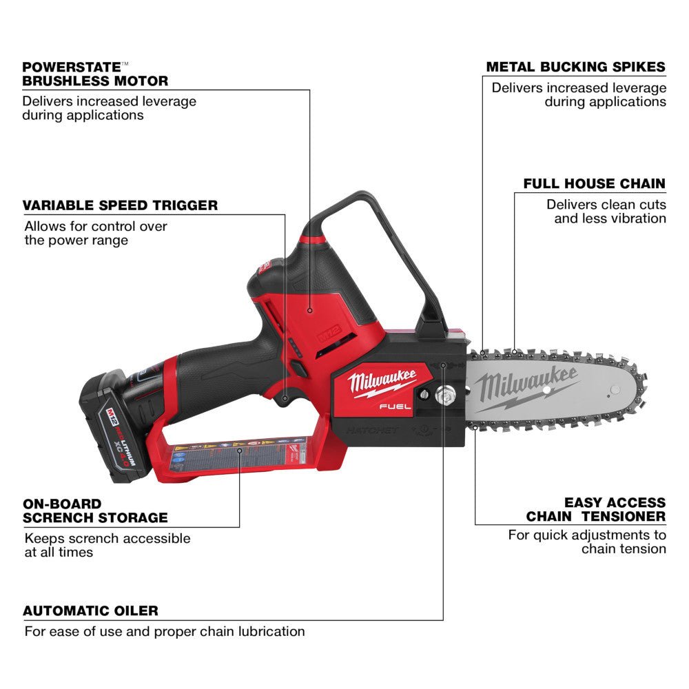Milwaukee 2527-21x3 M12 FUEL 12V 6” Pruning Saw Kit w/ 2 - M12 3AH Batteries - Image 10