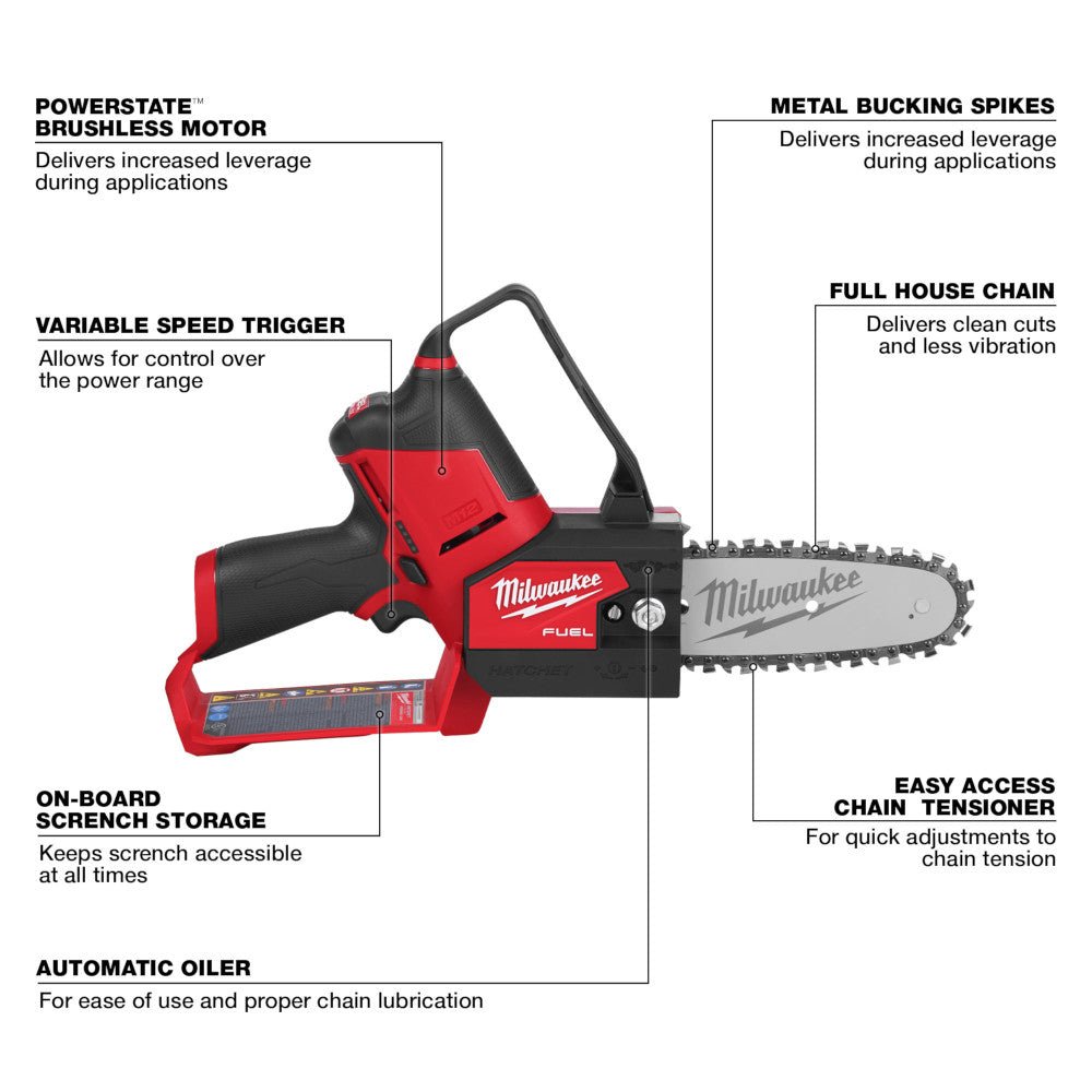Milwaukee 2527-80 M12 FUEL 12V HATCHET 6" Cordless Pruning Saw - Bare Tool - Recon - Image 3