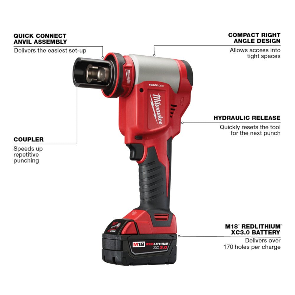 Milwaukee 2676-22 M18 18V FORCE LOGIC 10T Knockout Tool Kit w/ 1/2" -2" Capacity - Image 4