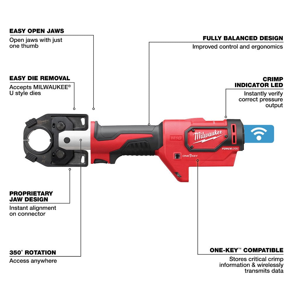 Milwaukee 2679-20 M18 18V FORCE LOGIC 600 MCM Cordless Crimper - Bare Tool - Image 7