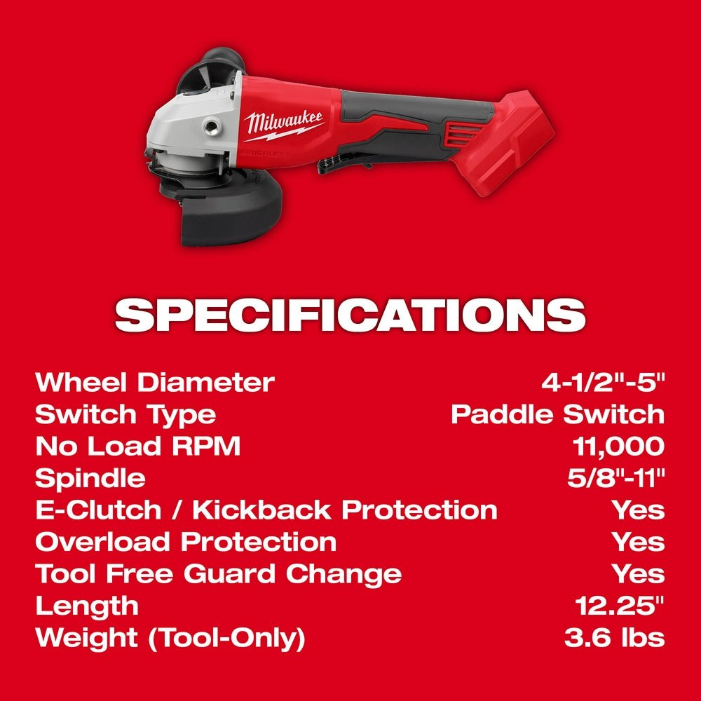 Milwaukee 2686-20SK M18 18V 4-1/2" / 5" Cordless Grinder w/ 5AH Battery/Charger - Image 12