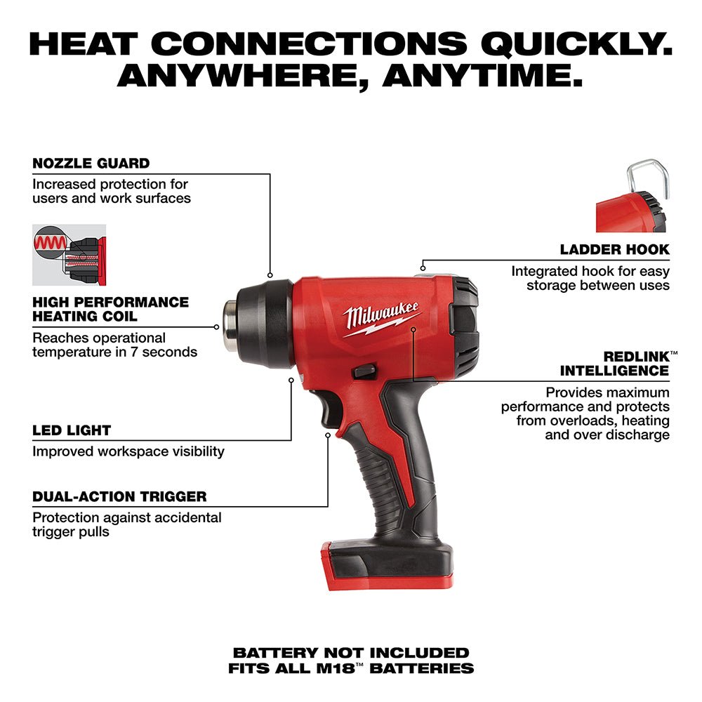Milwaukee 2688-20BT5 M18 Heat Gun w/ XC5.0 Extended Capacity Battery - 2 PK - Image 6