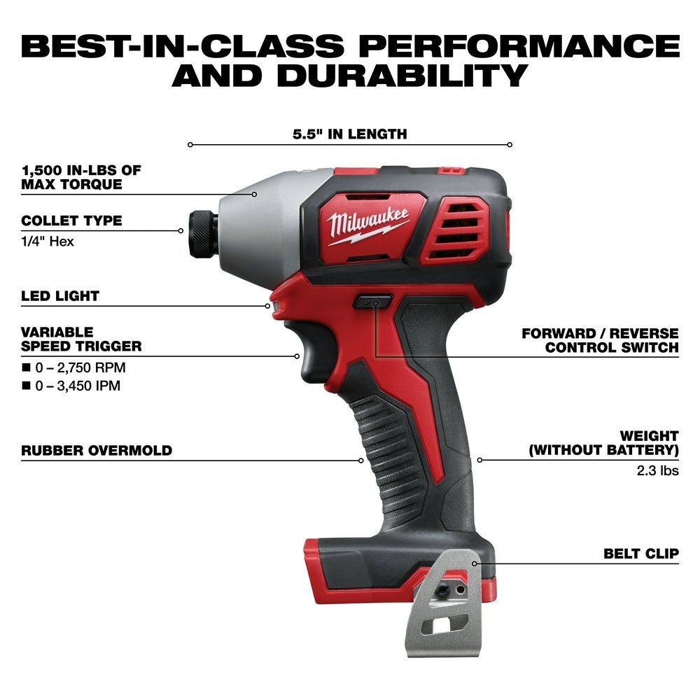 Milwaukee 2691-22 M18 18V Cordless Li-Ion Drill Driver / Impact Driver Combo Kit - Image 4
