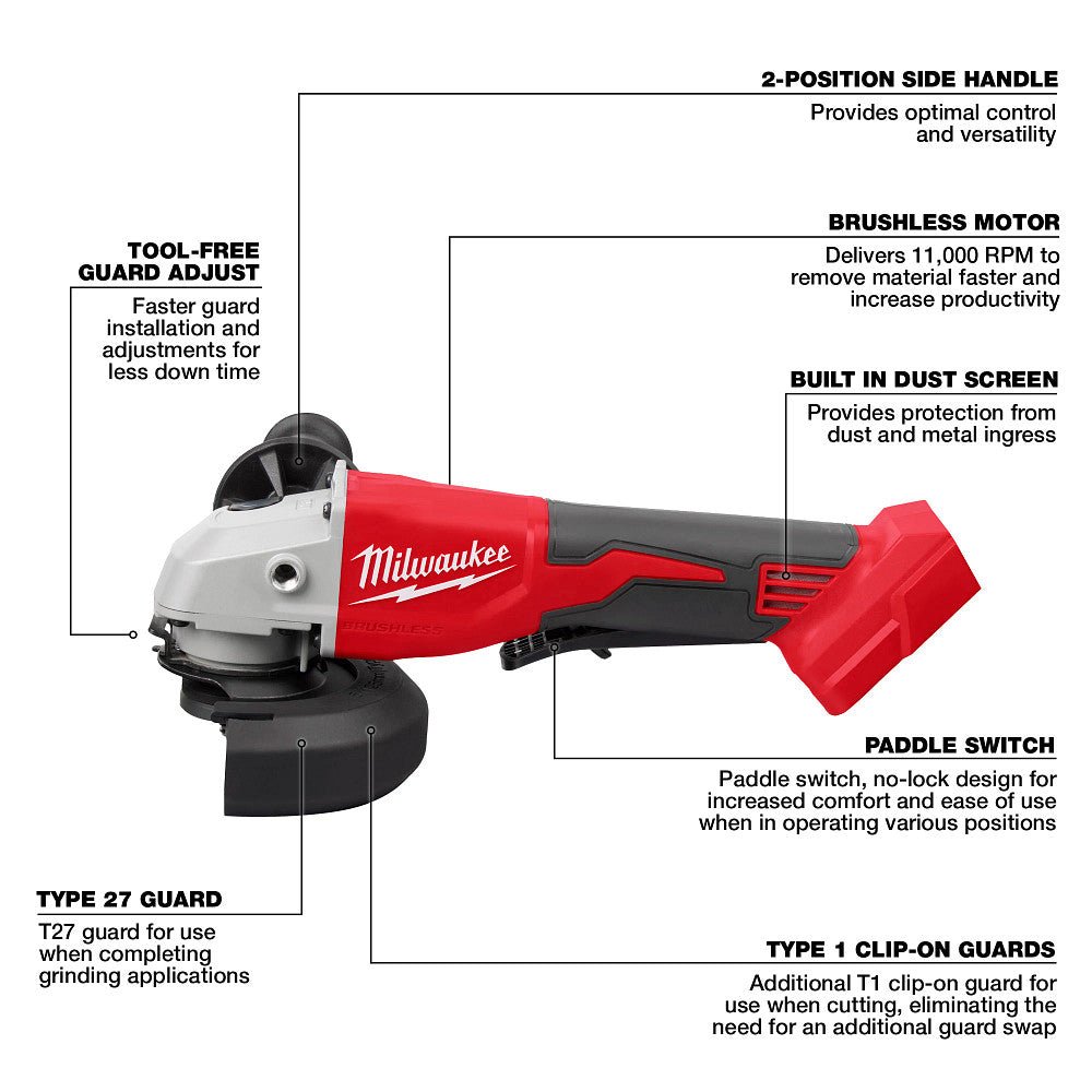 Milwaukee 2696-24POK M18 18V 4-Tool Combo Kit w/Grinder, Multi-Tool, and Packout - Image 5