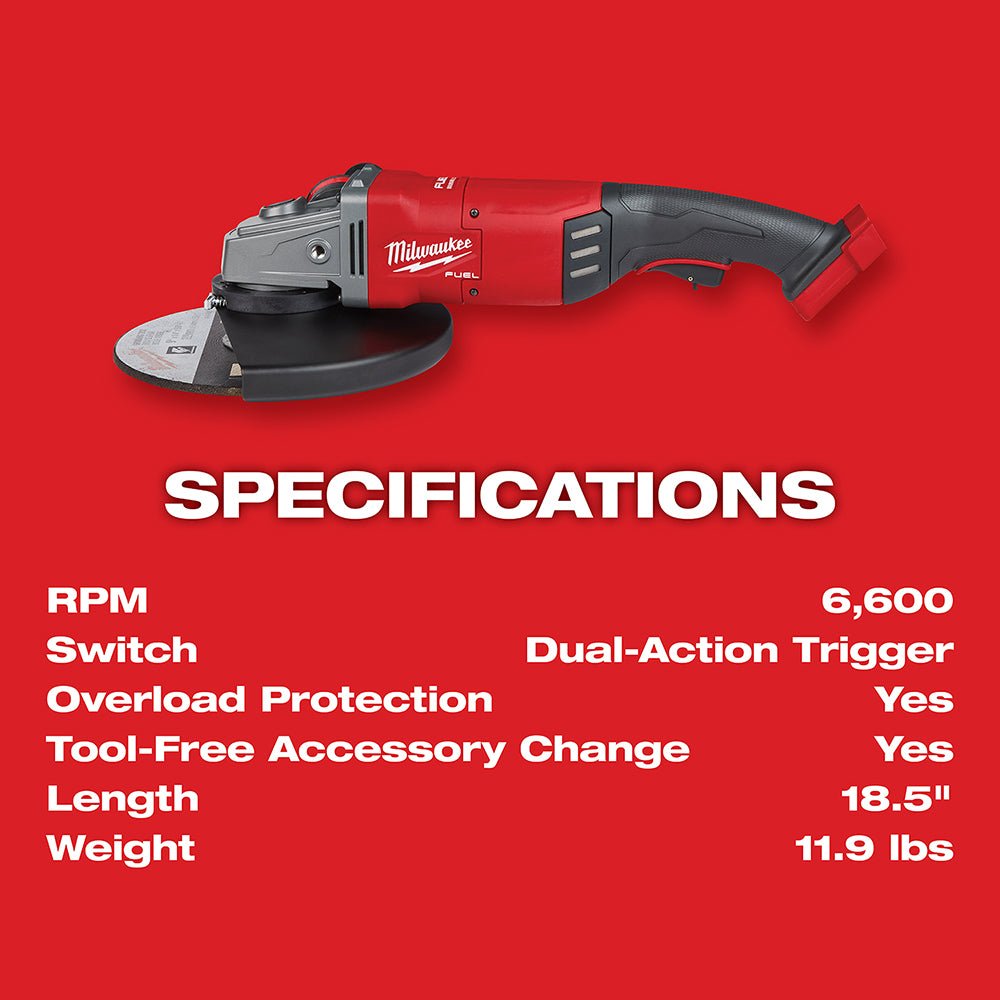 Milwaukee 2785-80 M18 FUEL 18V 7/9" Large Angle Grinder Kit - Bare Tool, Recon - Image 8
