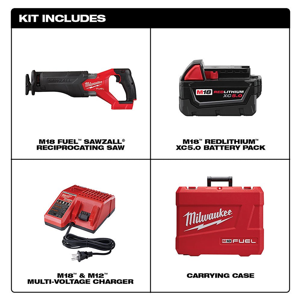 Milwaukee 2821-21x8S M18 FUEL SAWZALL Recip Saw Bundle Kit w/ 1 Battery XC5.0 - Image 3