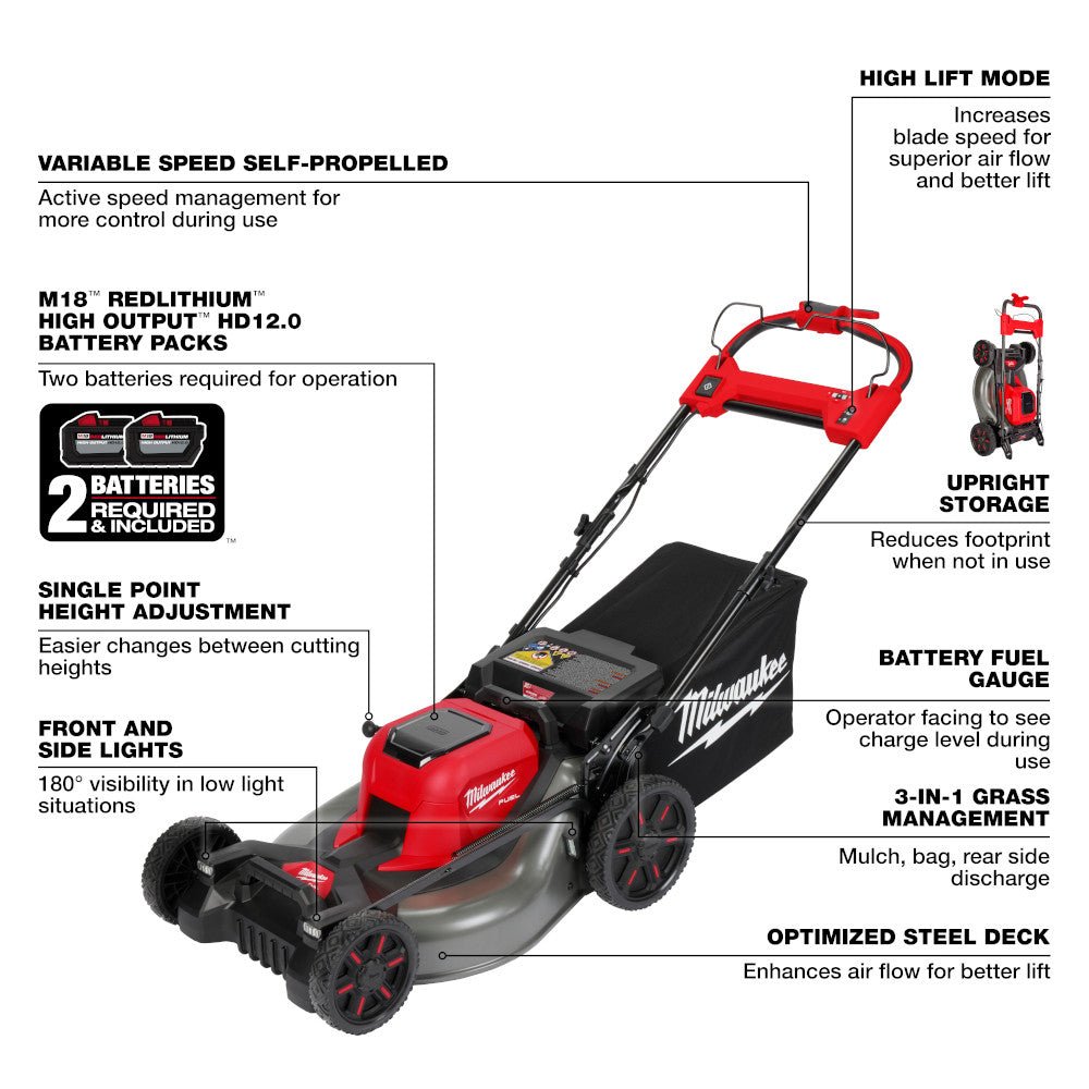 Milwaukee 2823-22STBE M18 FUEL 21" Mower w/ Trimmer/Blower and Edger Attachment - Image 3