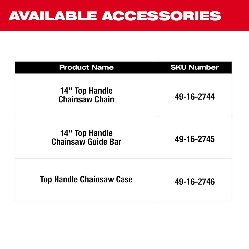 Milwaukee 2826-21T M18 FUEL 18V 14" Cordless Top Handle Chainsaw Kit - Image 14