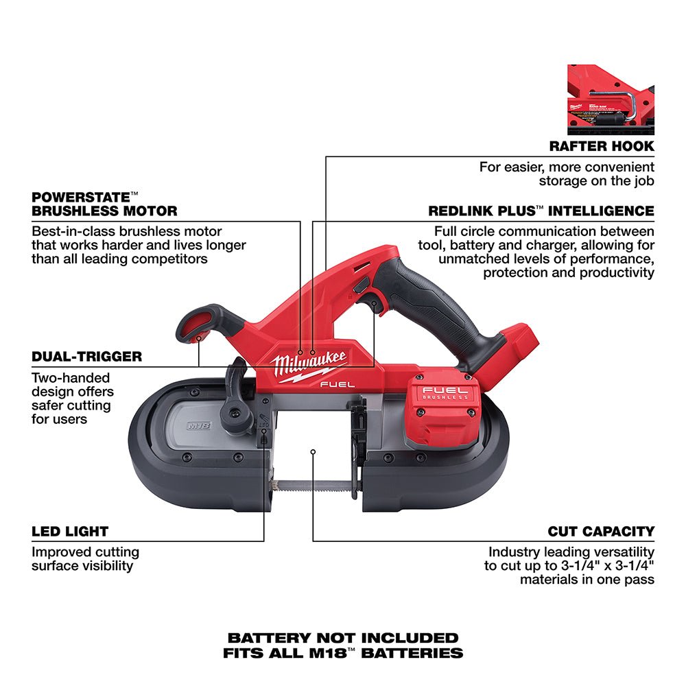 Milwaukee 2829S-80 M18 18V Compact Dual-Trigger Band Saw - Reconditioned - Image 7