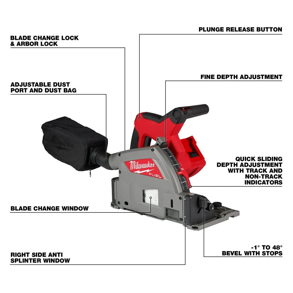 Milwaukee 2831-20x5 M18 FUEL 18V 6-1/2" Plunge Track Saw w/ 5AH Battery - Image 7