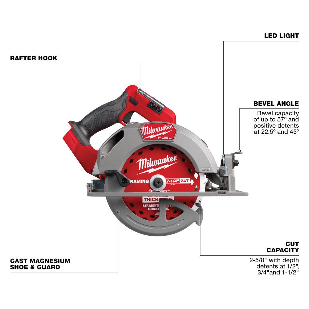 Milwaukee 2834-20B8F M18 FUEL 18V 7-1/4" Circular Saw w/ 8AH Forge Battery - Image 3
