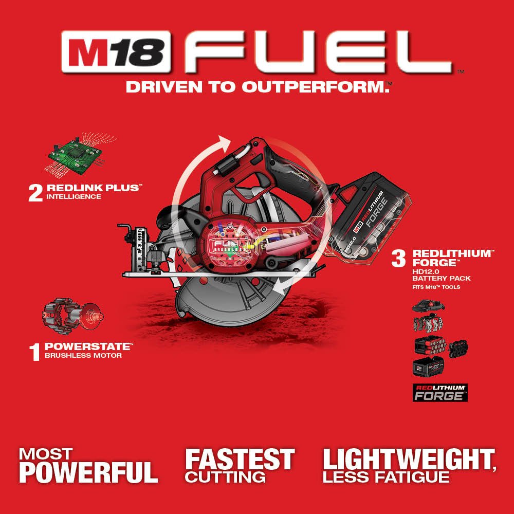 Milwaukee 2834-20B8F M18 FUEL 18V 7-1/4" Circular Saw w/ 8AH Forge Battery - Image 7