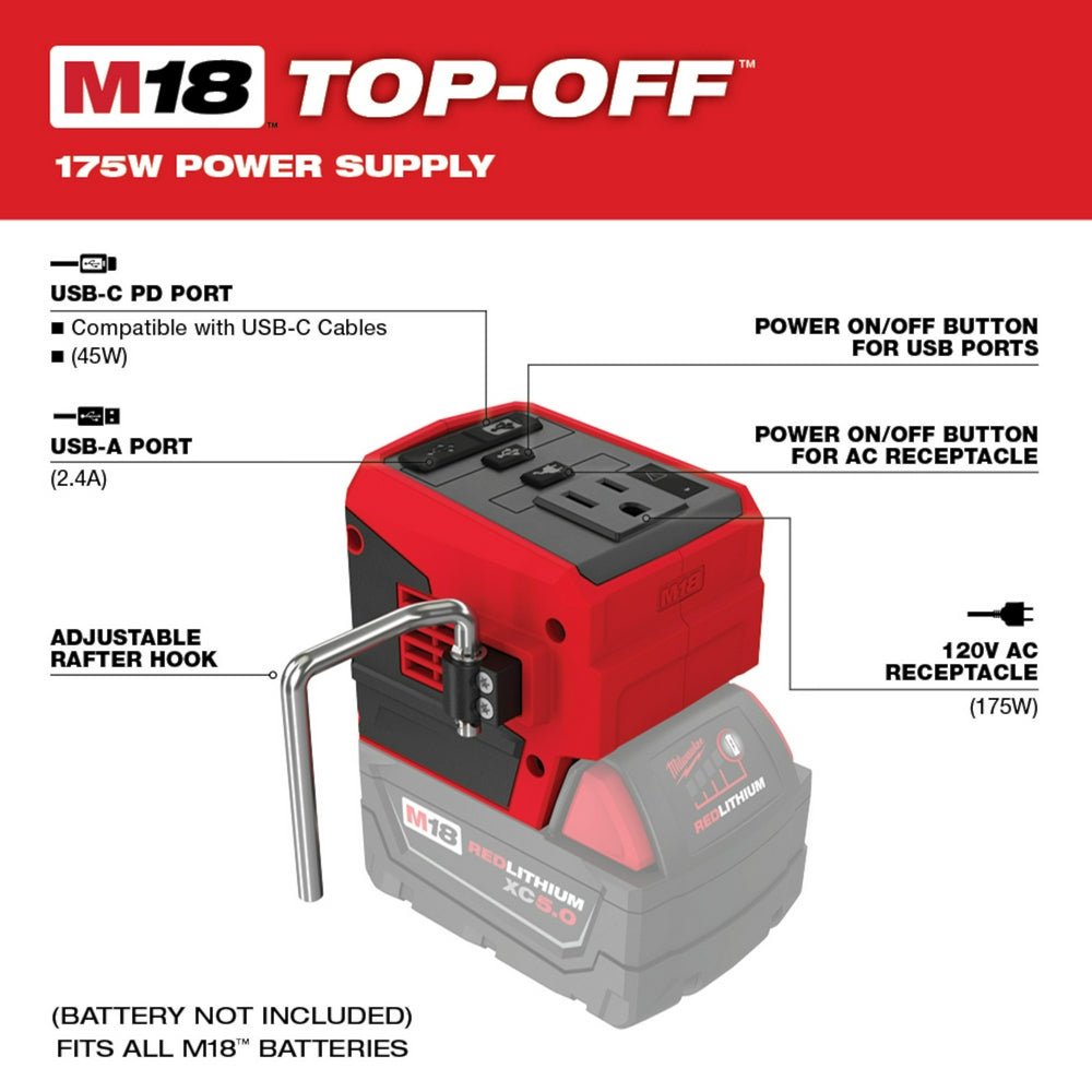 Milwaukee 2846-20BT5 M18 Top Off Power Supply w/ XC5.0 Capacity Battery - 2 PK - Image 7