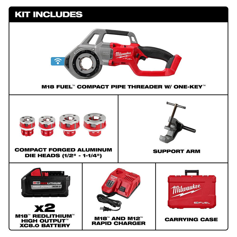 Milwaukee 2870-22BS M18 FUEL 18V Compact Pipe Threader w/ M18 Compact Bandsaw - Image 17