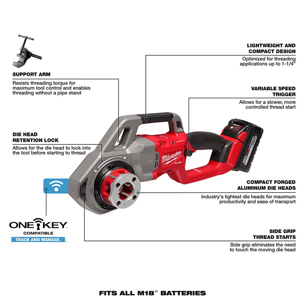Milwaukee 2870-22BS M18 FUEL 18V Compact Pipe Threader w/ M18 Compact Bandsaw - Image 23