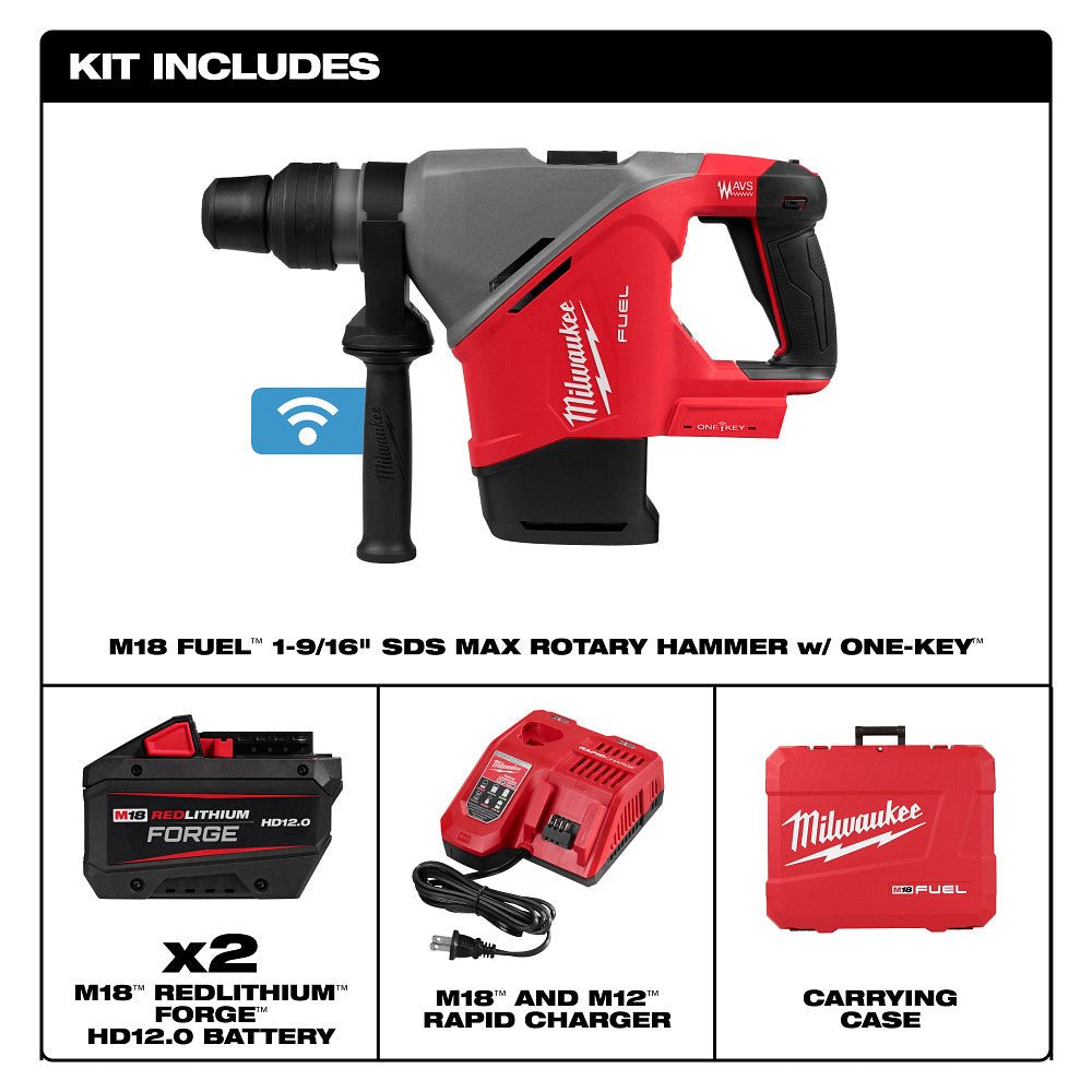 Milwaukee 2917-22HD M18 FUEL 1-9/16" SDS Max Rotary Hammer Kit w/ ONE KEY - Image 3