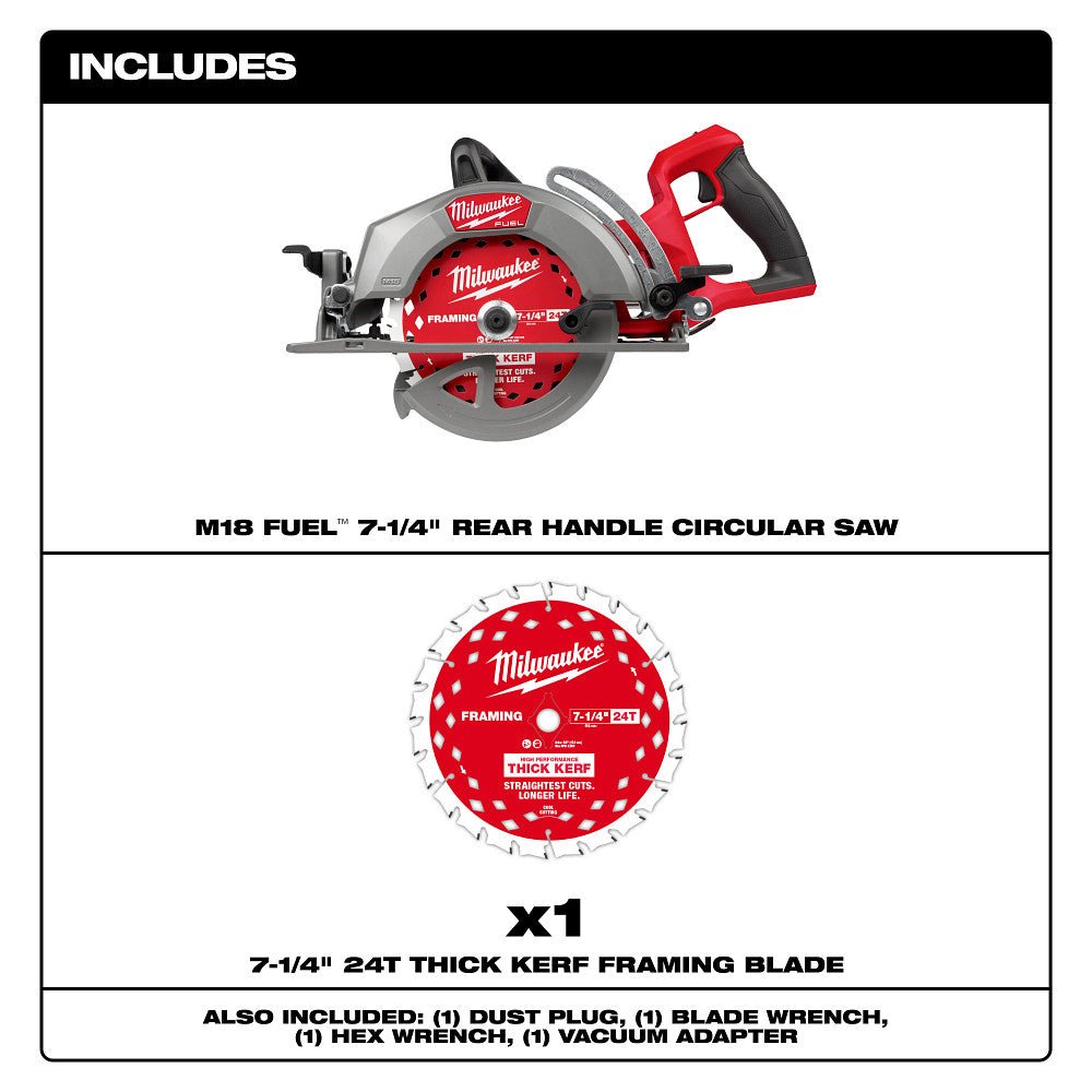 Milwaukee 2930-20 M18 FUEL 18V 7-1/4" Rear Handle Circular Saw - Bare Tool - Image 3