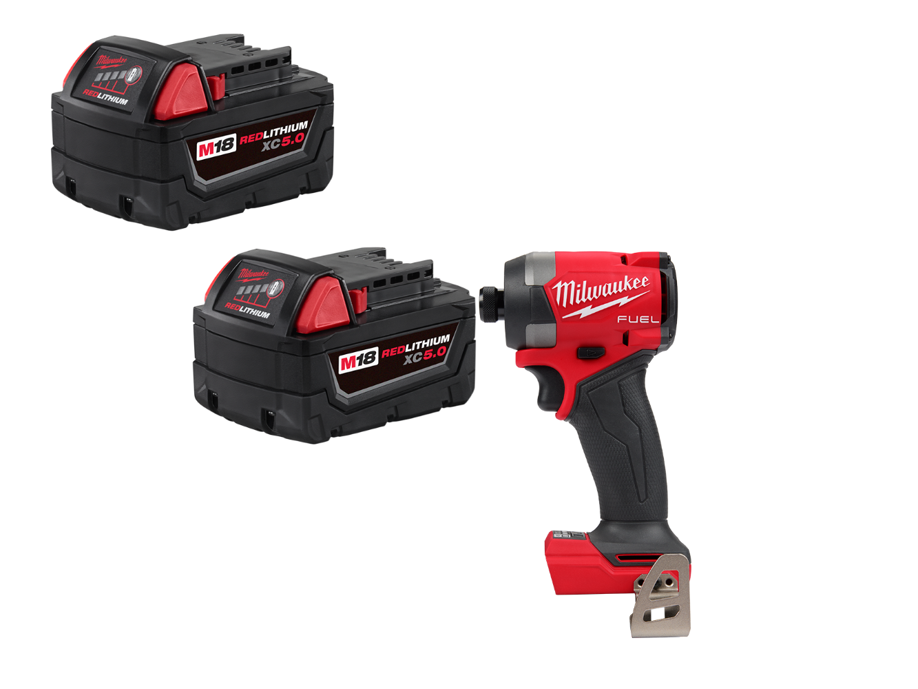 Milwaukee 2953-20BT5 M18 Impact Driver w/XC5.0 Extended Capacity Battery - 2 PK