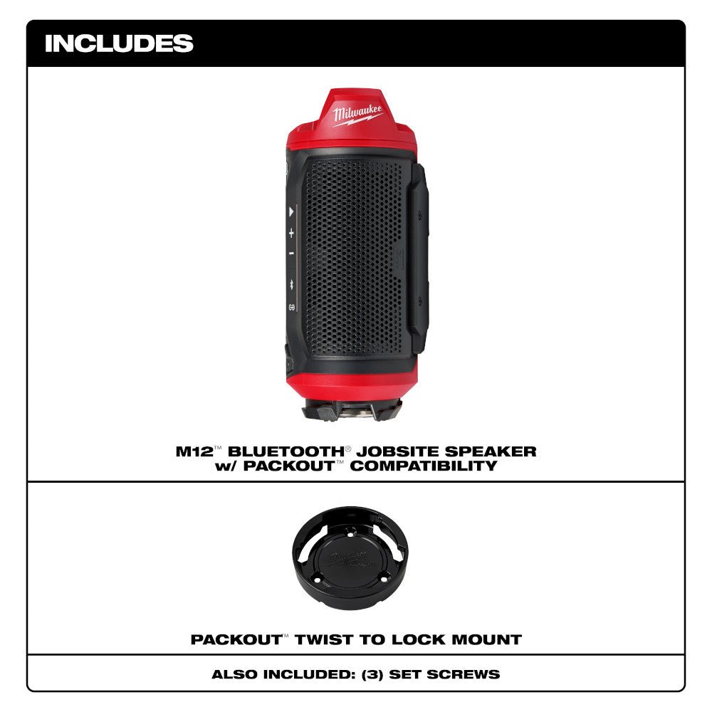 Milwaukee 2955-20 M12 12V PACKOUT Cordless Bluetooth Jobsite Speaker - Bare Tool - Image 2