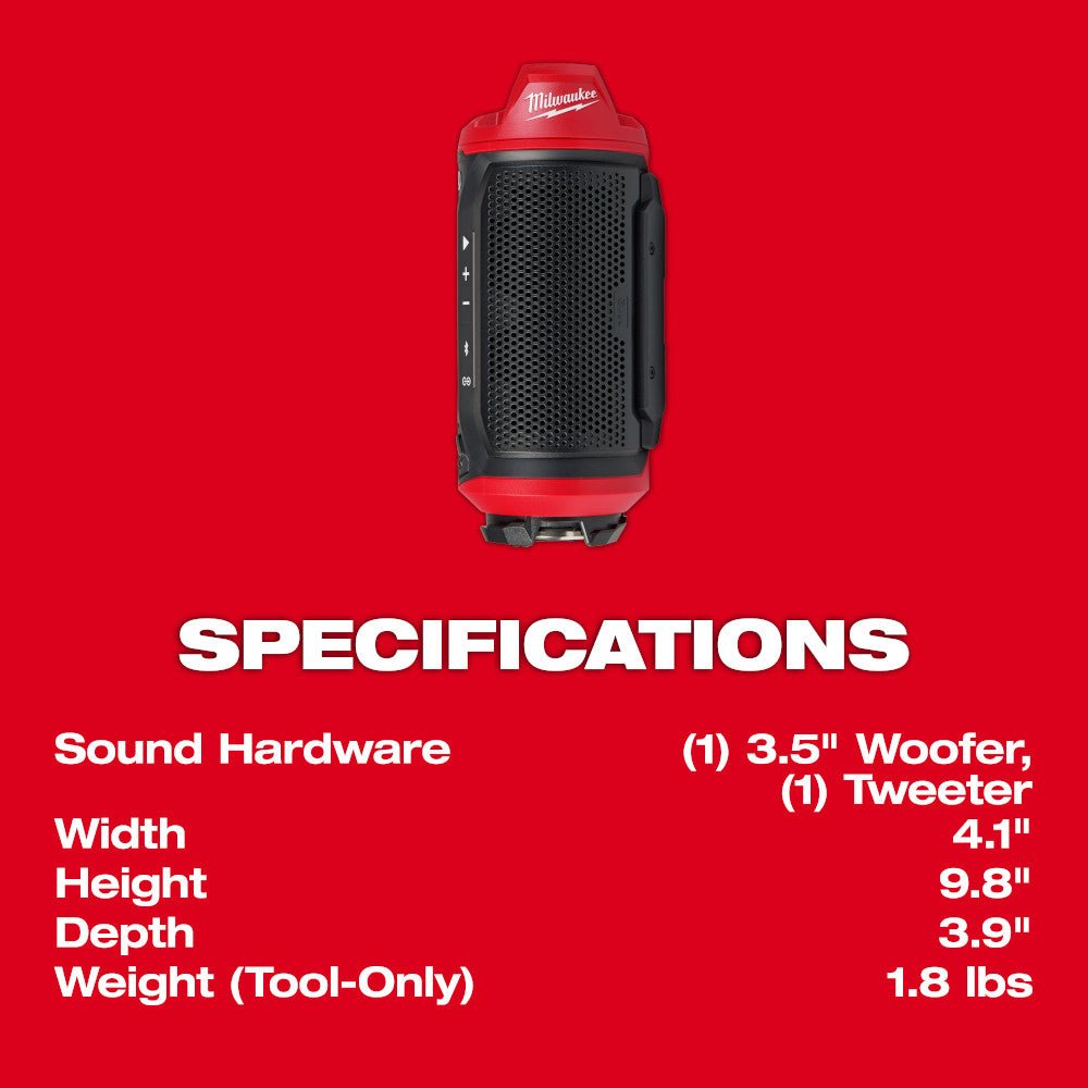 Milwaukee 2955-20 M12 12V PACKOUT Cordless Bluetooth Jobsite Speaker - Bare Tool - Image 3
