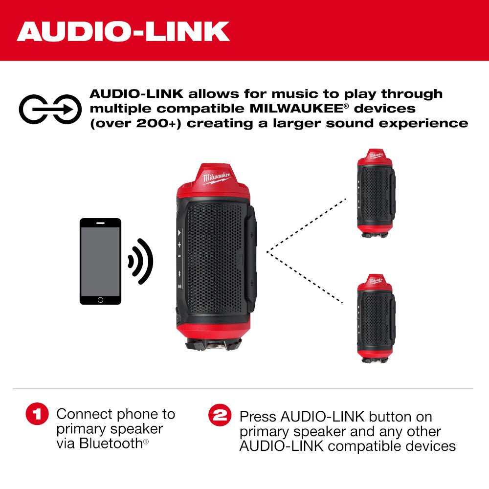 Milwaukee 2955-20 M12 12V PACKOUT Cordless Bluetooth Jobsite Speaker - Bare Tool - Image 7